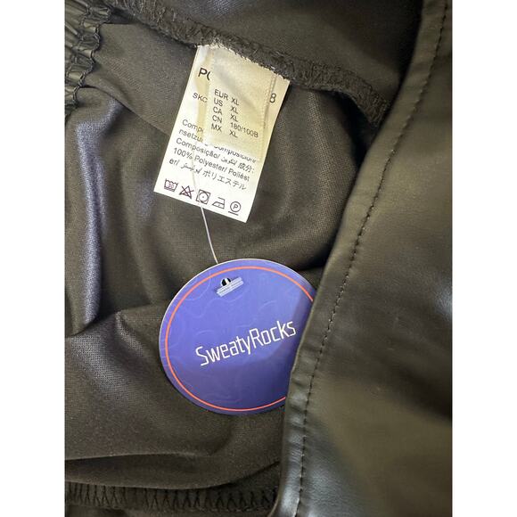 Women's Faux Leather Skort Mini Short Skirt with Slit - Picture 5 of 7